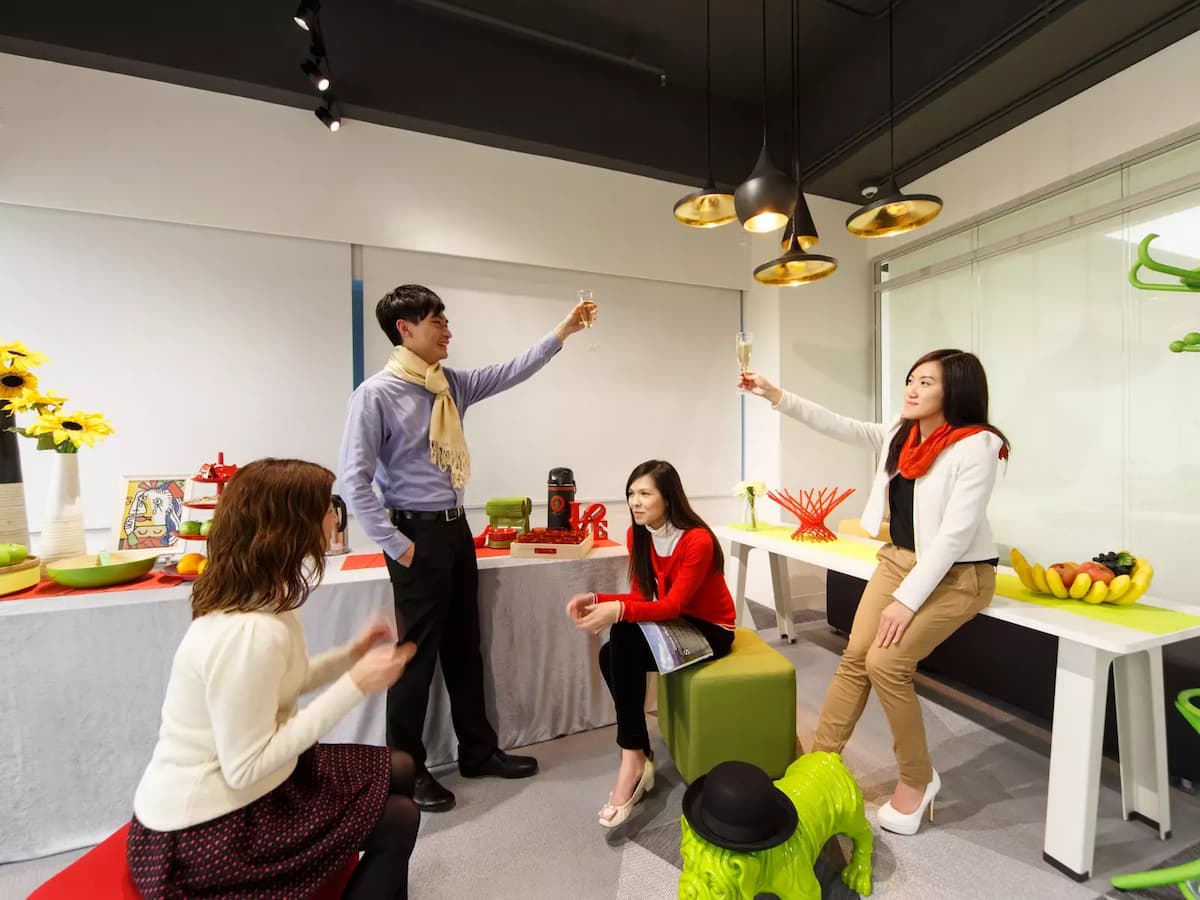 team discussion in the collab coworking space