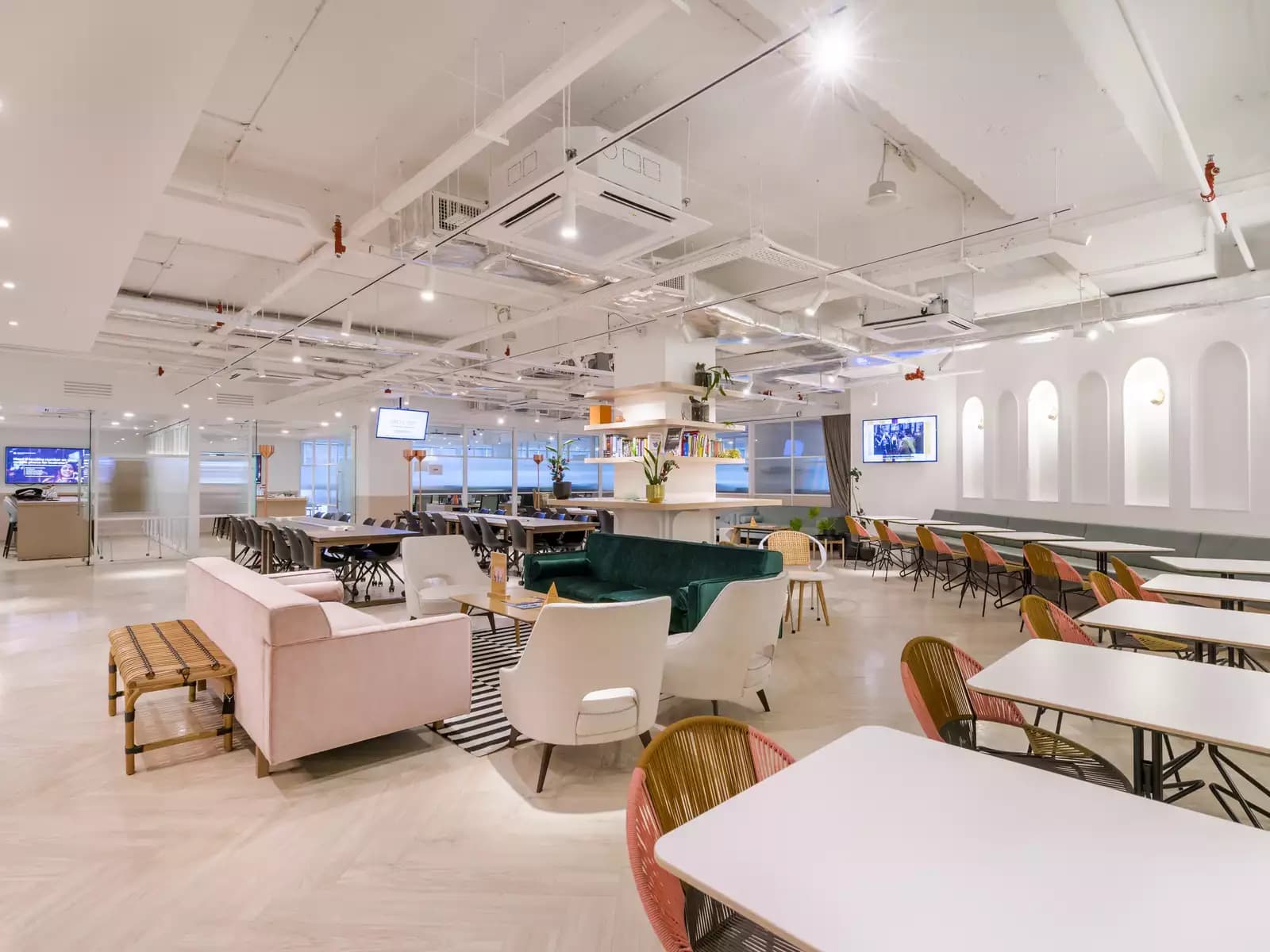 white theme coworking space area by common ground mont kiara