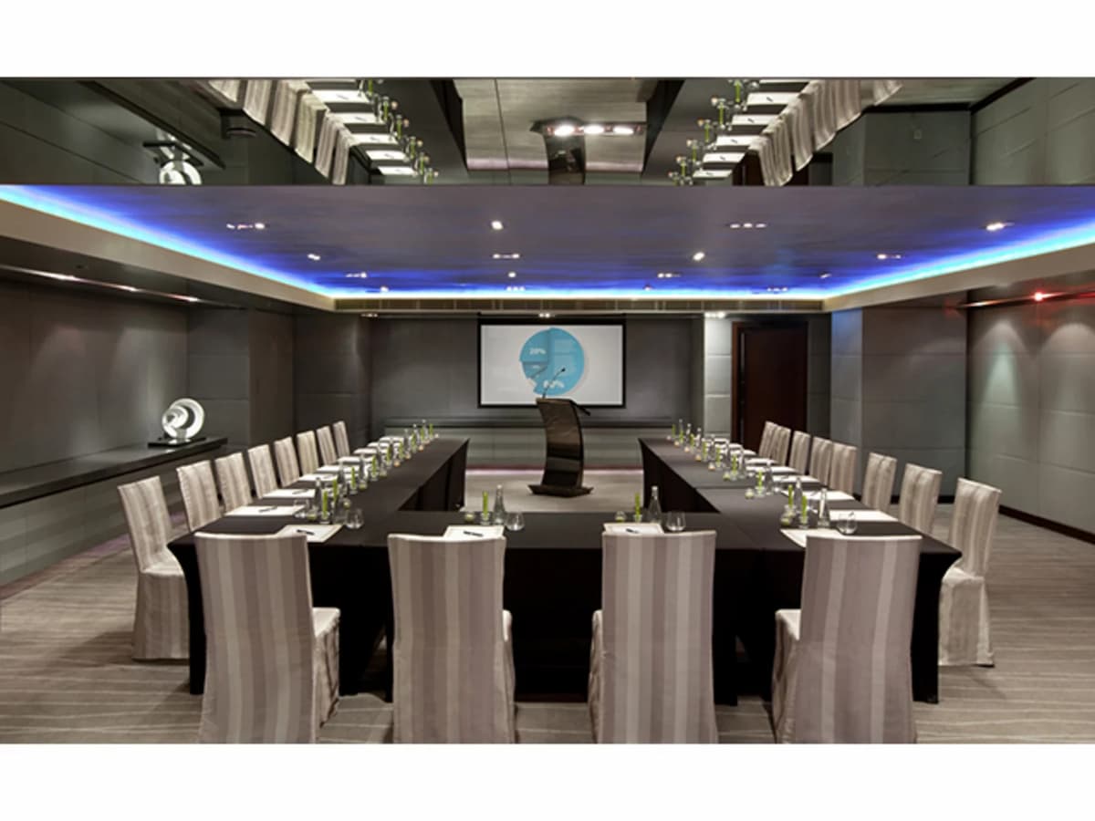 board meeting room with U-shaped table