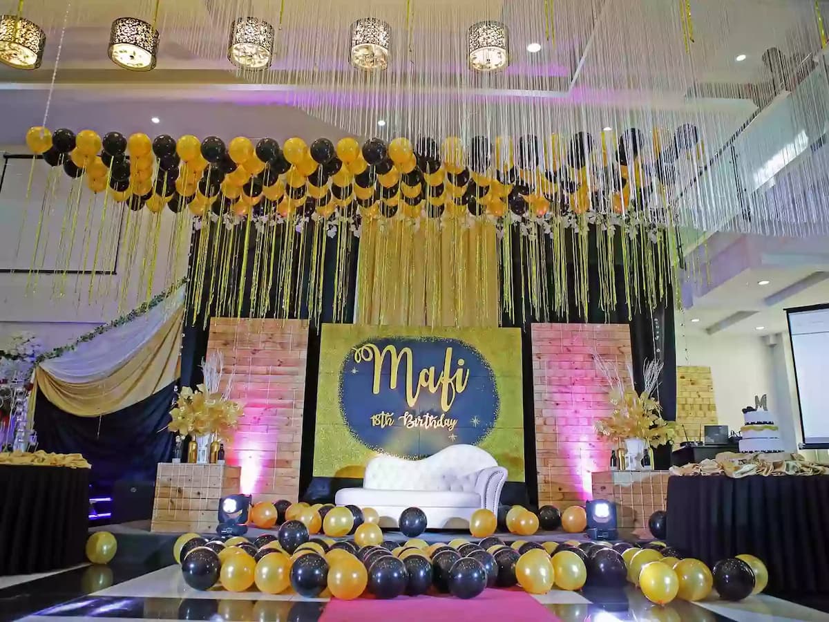 18 th debut birthday party using black and gold theme
