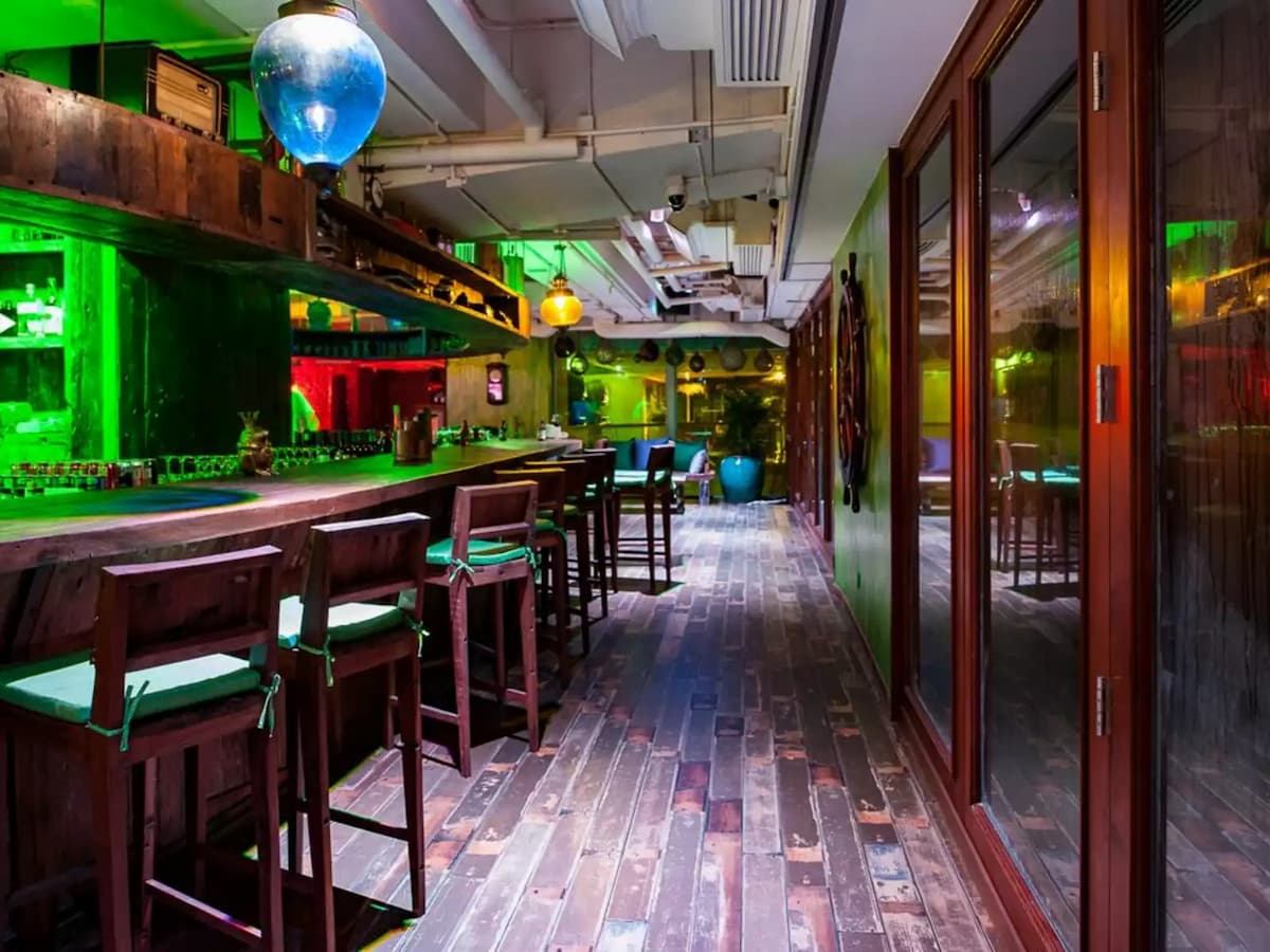 bowling bar area using bar stool chair