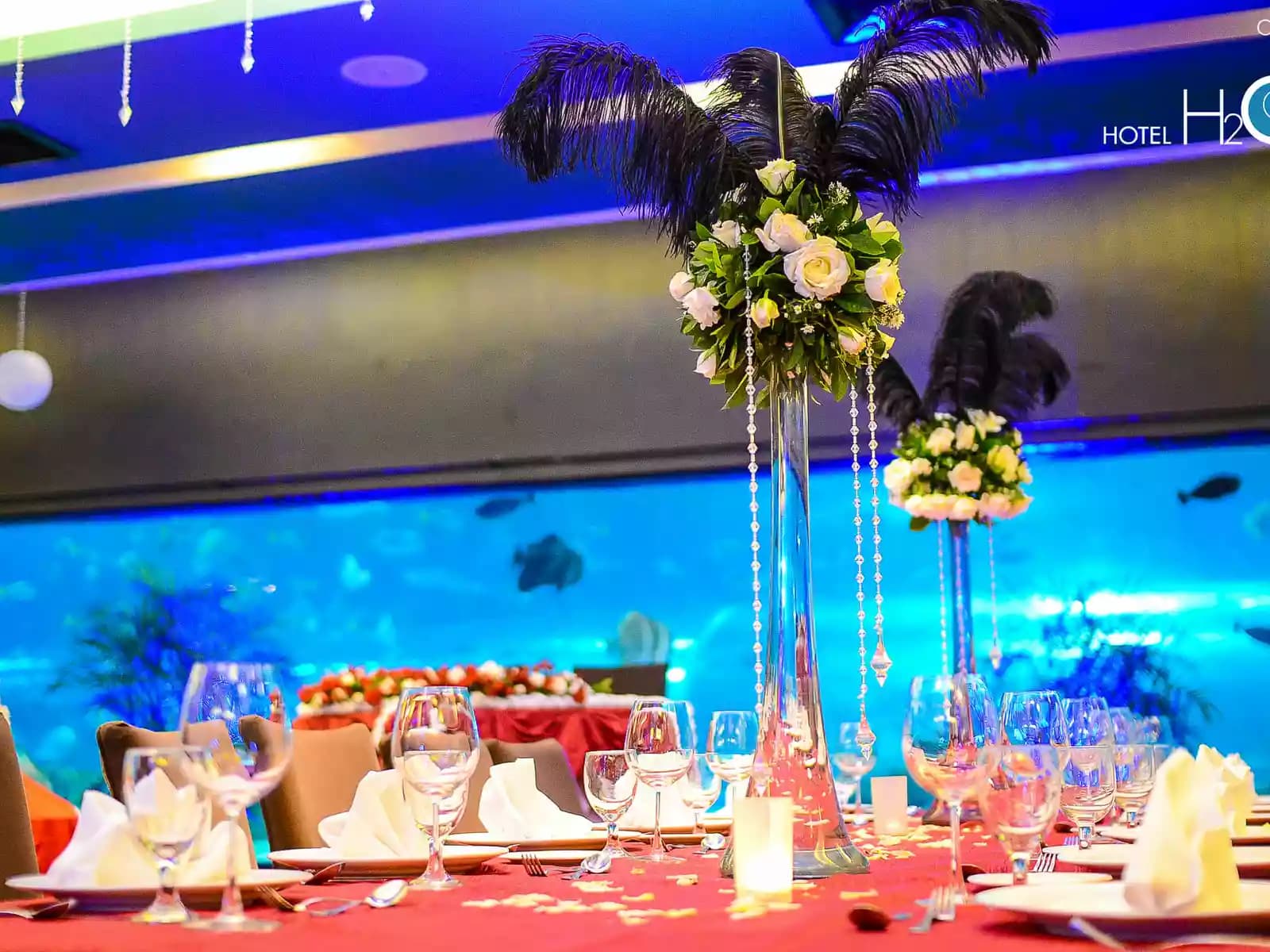 private intimate wedding dinner with wall aquarium manila