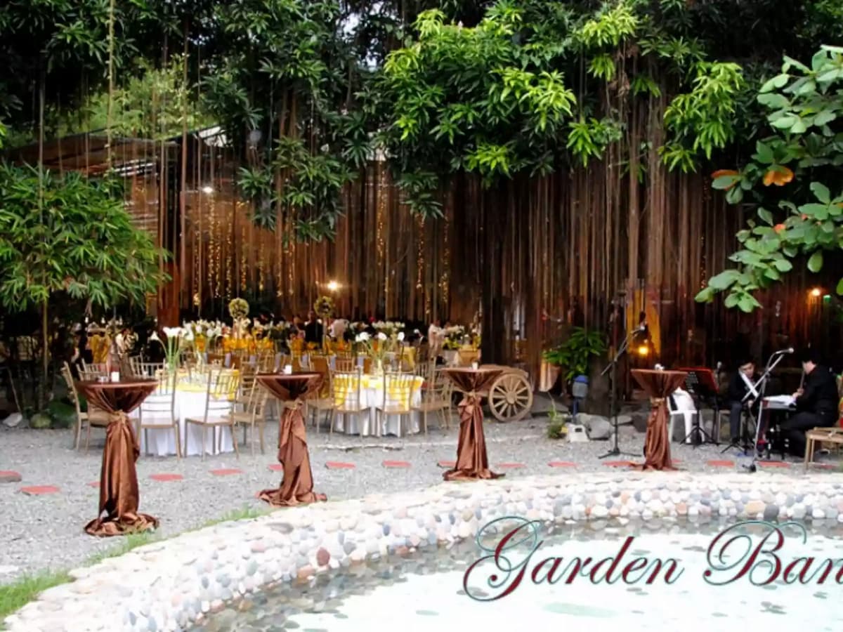 cocktail tables by the garden