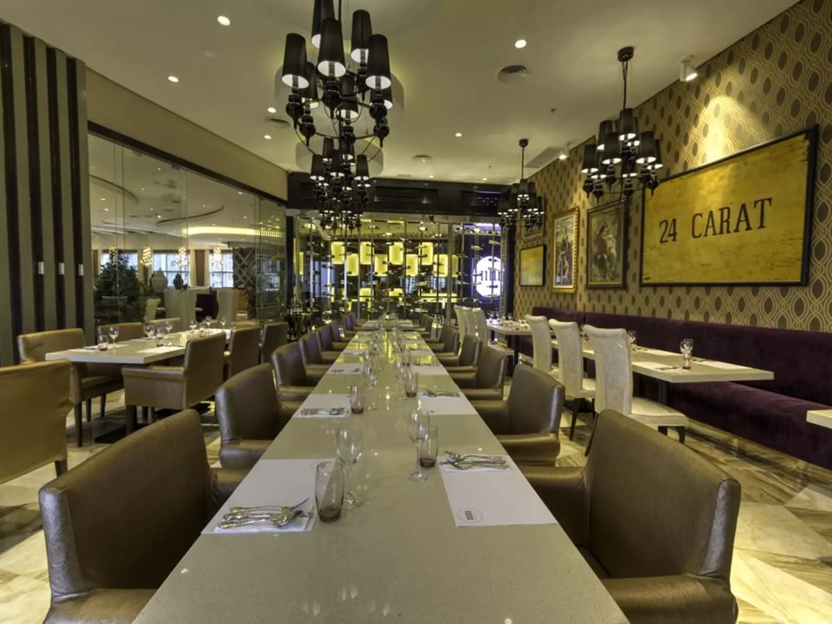 long dining table with leather seats restaurant taguig