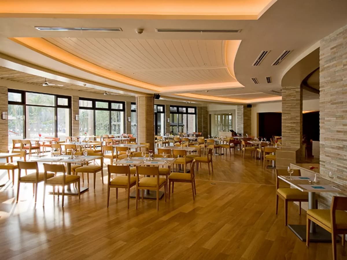 empty event space with wooden furniture hotel batangas