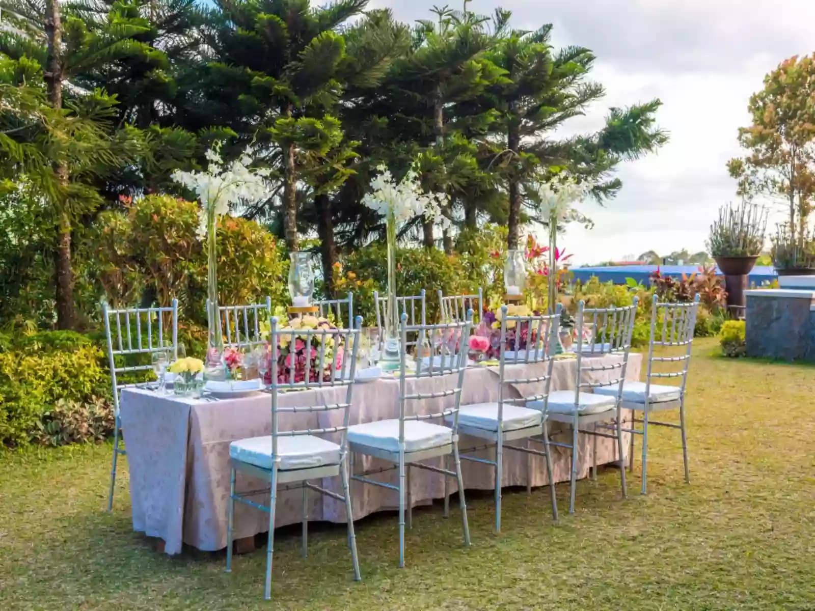 wedding luncheon setup at the hotel's garden