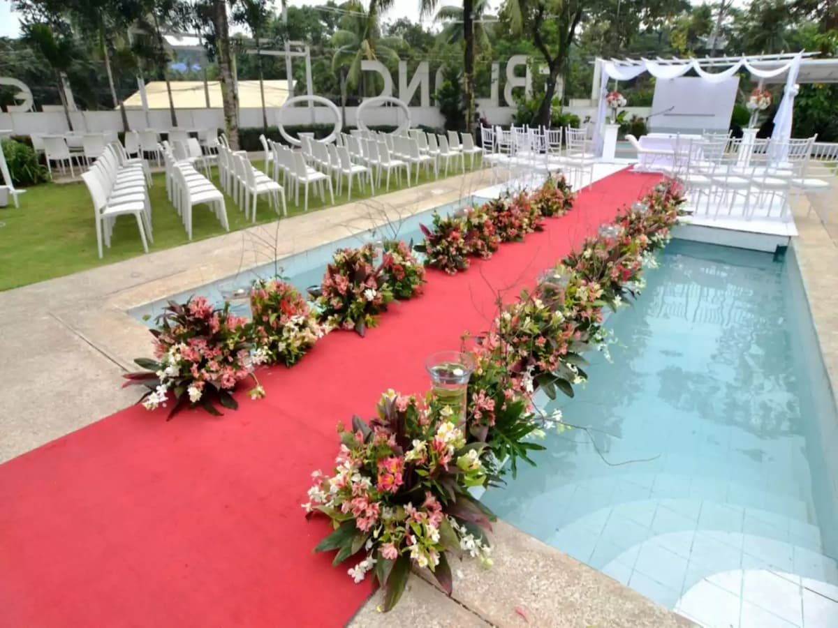 floating stage above pool; red carpet resort antipolo
