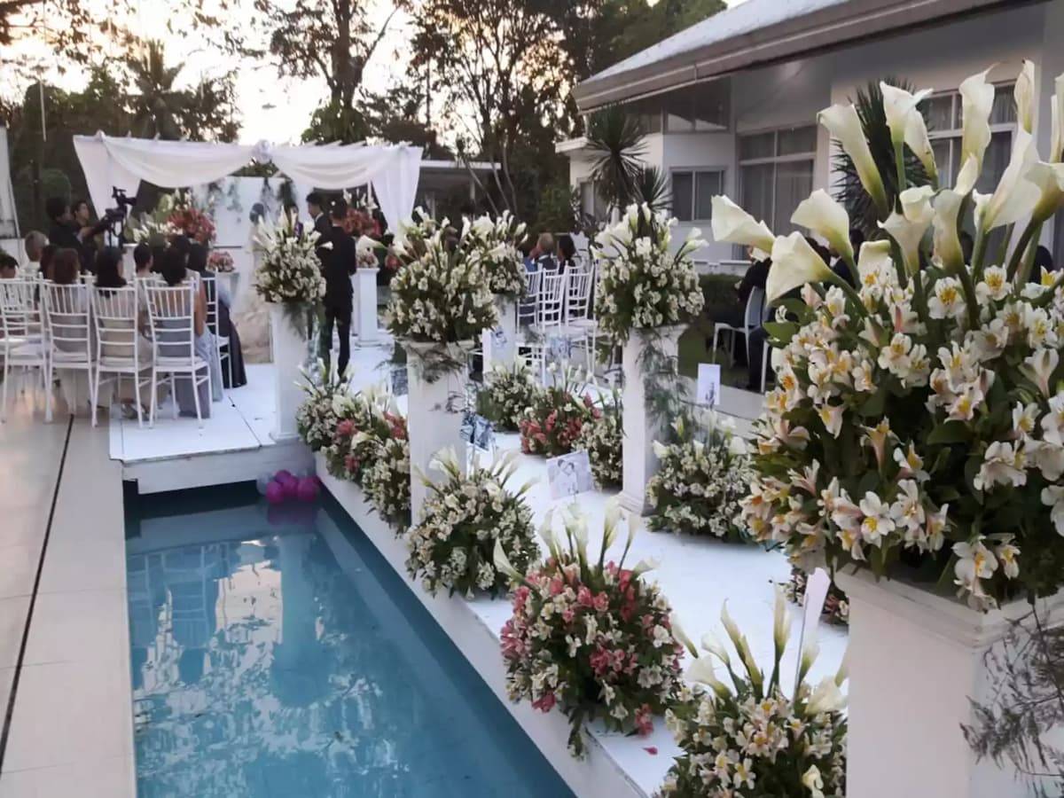 floating aisle with flower arrangement resort antipolo
