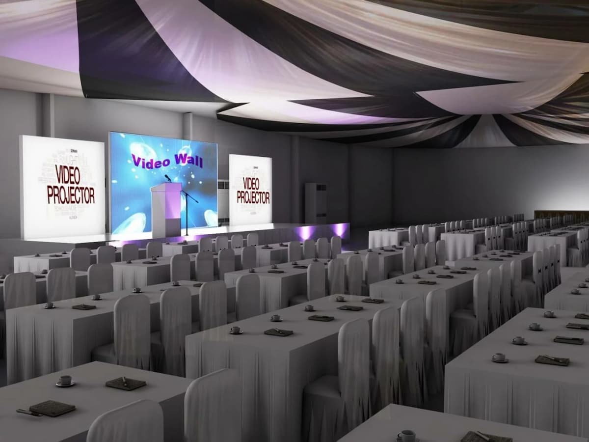 function hall with classroom table setup and stage mandaluyong