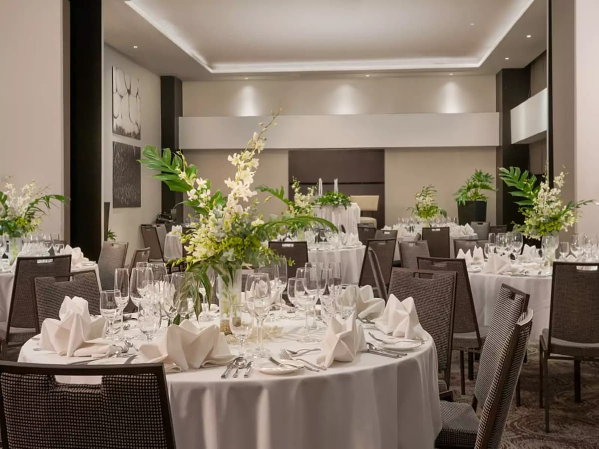 dinner tables with flower centrepiece hotel davao