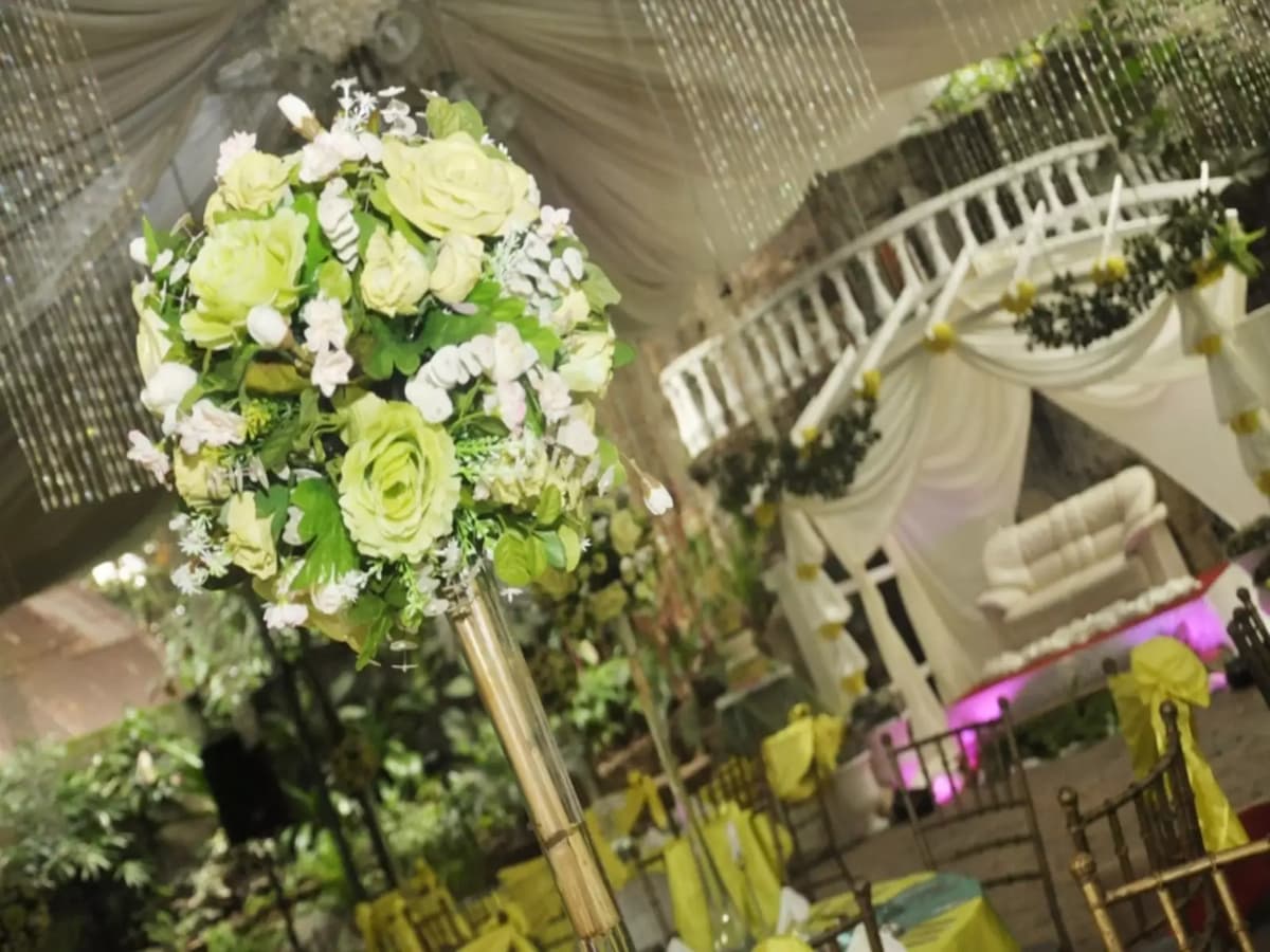 wedding hall decorated with flowers