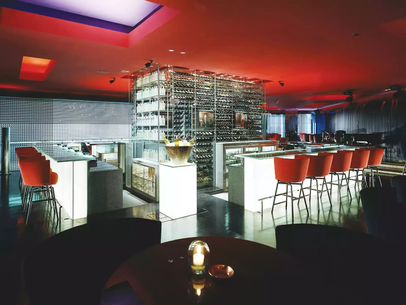 burgundy bar event space with red decoration jakarta