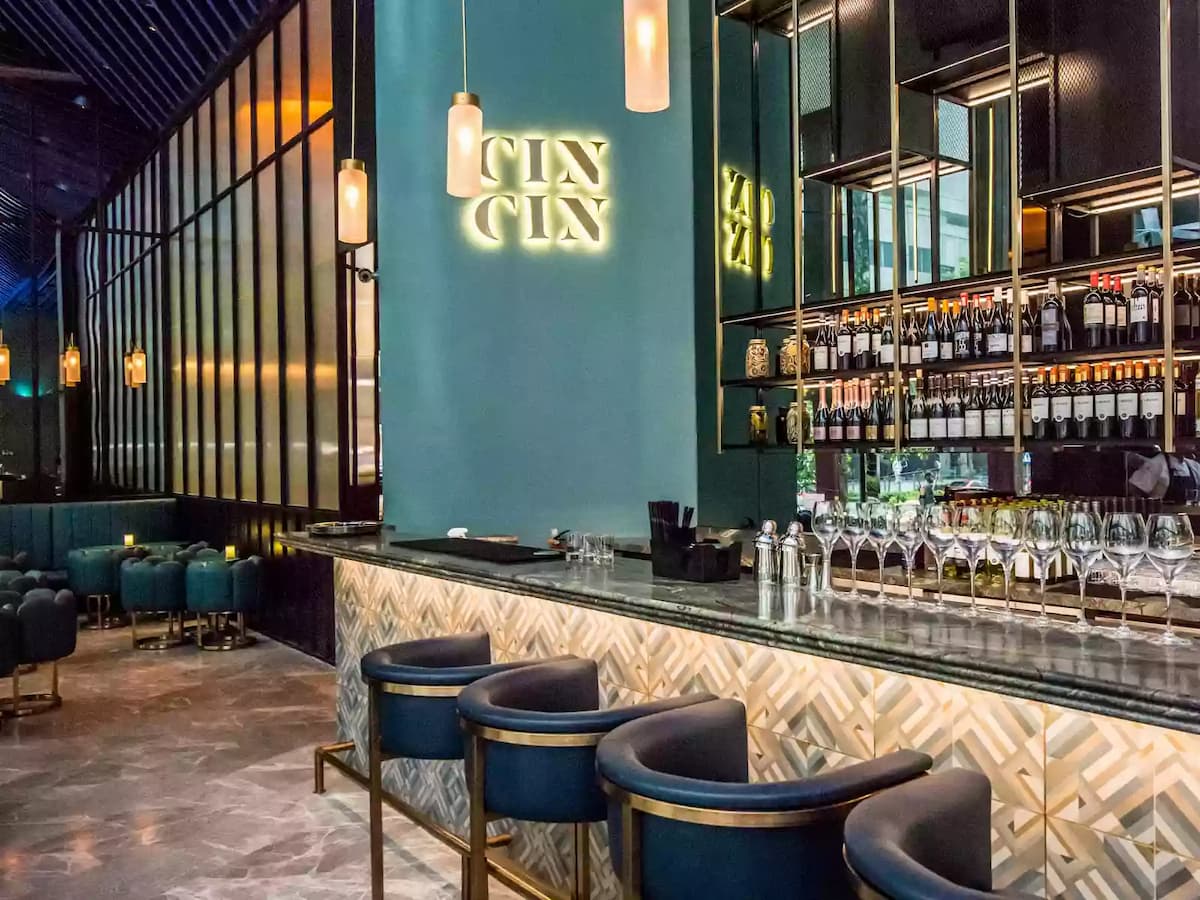 bar area with a collection of over 500 artisanal gin labels