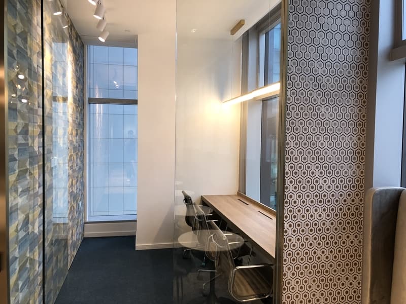 private meeting room with floor to ceiling window