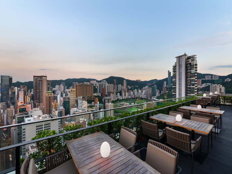 outdoor dining area close to the hong kong view