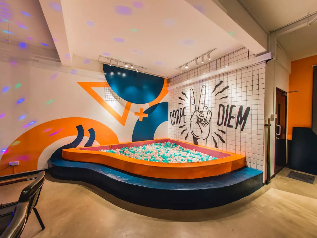 21st bithday party event space with small ball pit