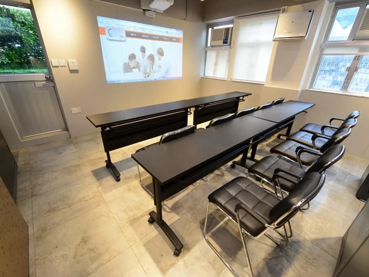 classroom setup with visual setting in a private meeting room