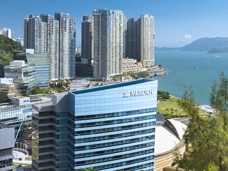 le meridien cyberport's building surrounded it with sea view for staycation event