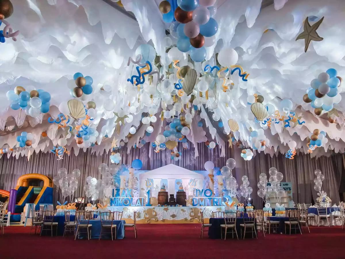 wedding party celebration with silver and blue decorations cebu