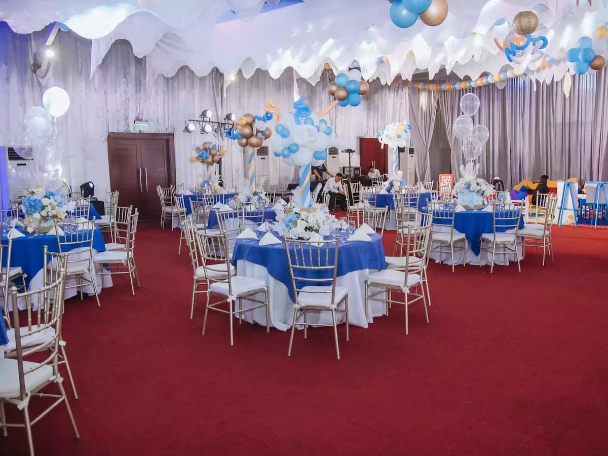 birthday party event with white and blue decoration cebu