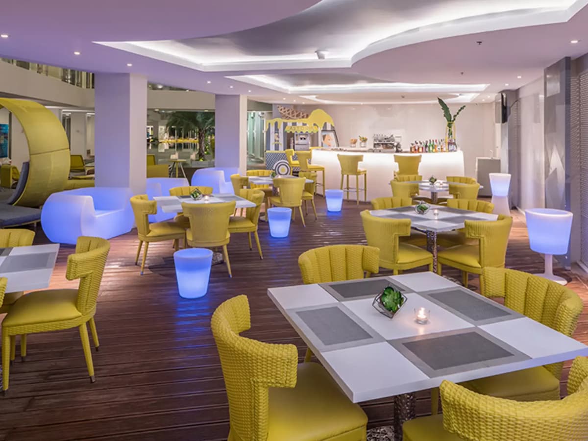 main restaurant area near the hotel and resort
