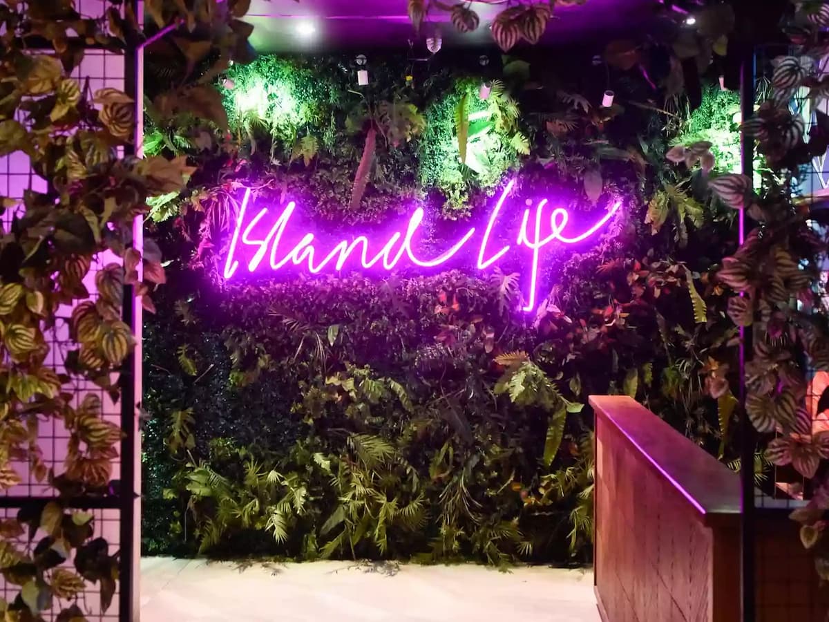 product launch event venue in taguig philippines with neon lamps and indoor garden