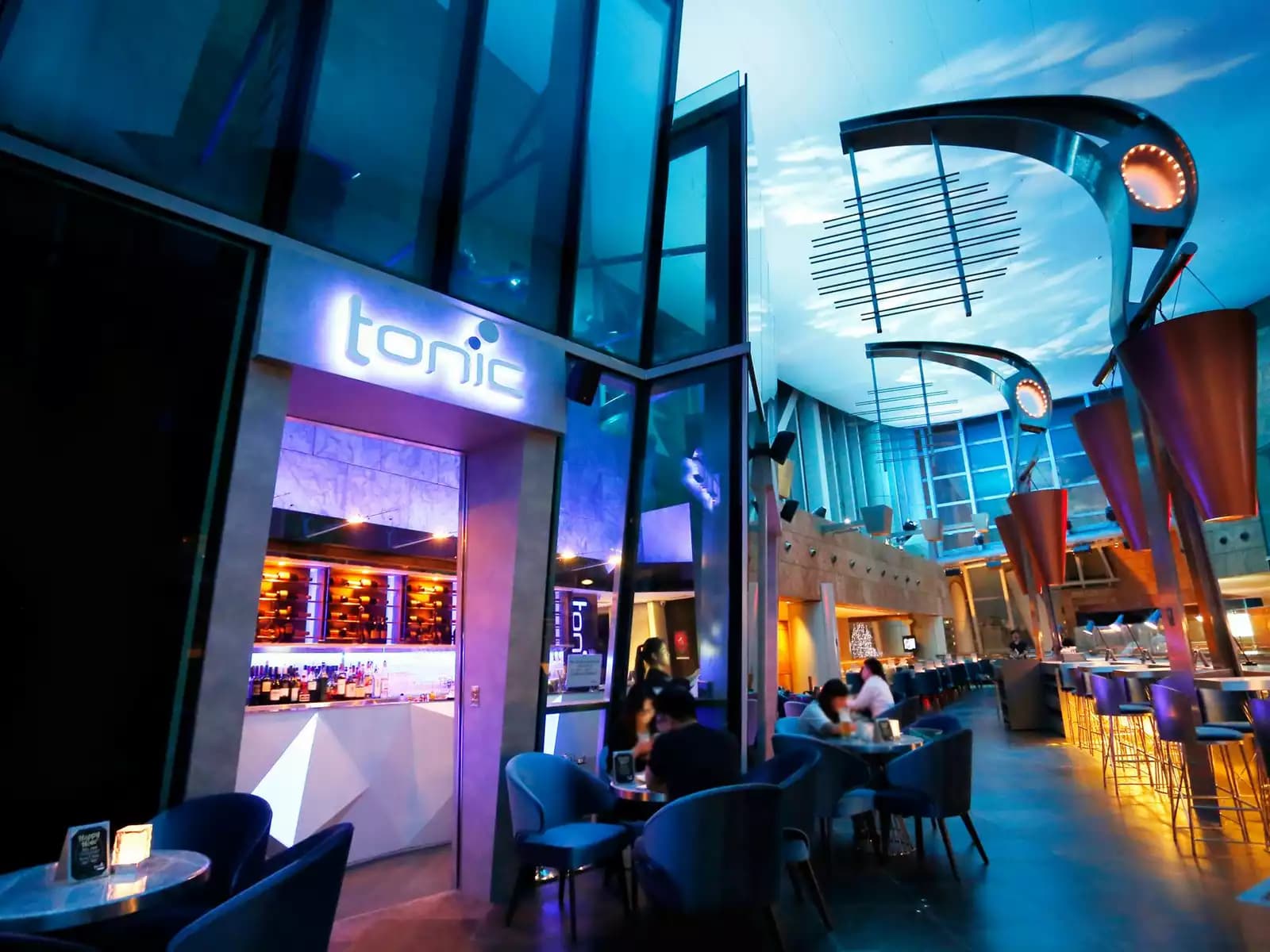 outdoor seating area of bar