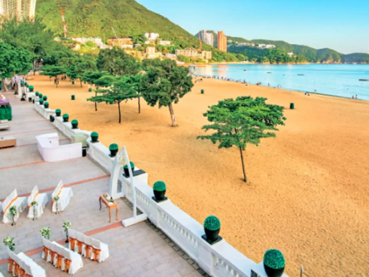 outdoor area of clubone repulse bay with breathtaking sea views