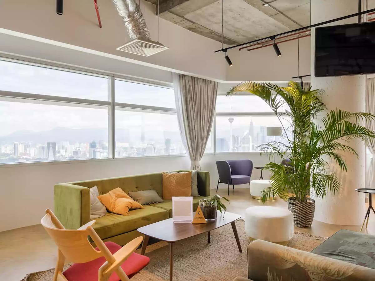 business meeting area with colourful cushion