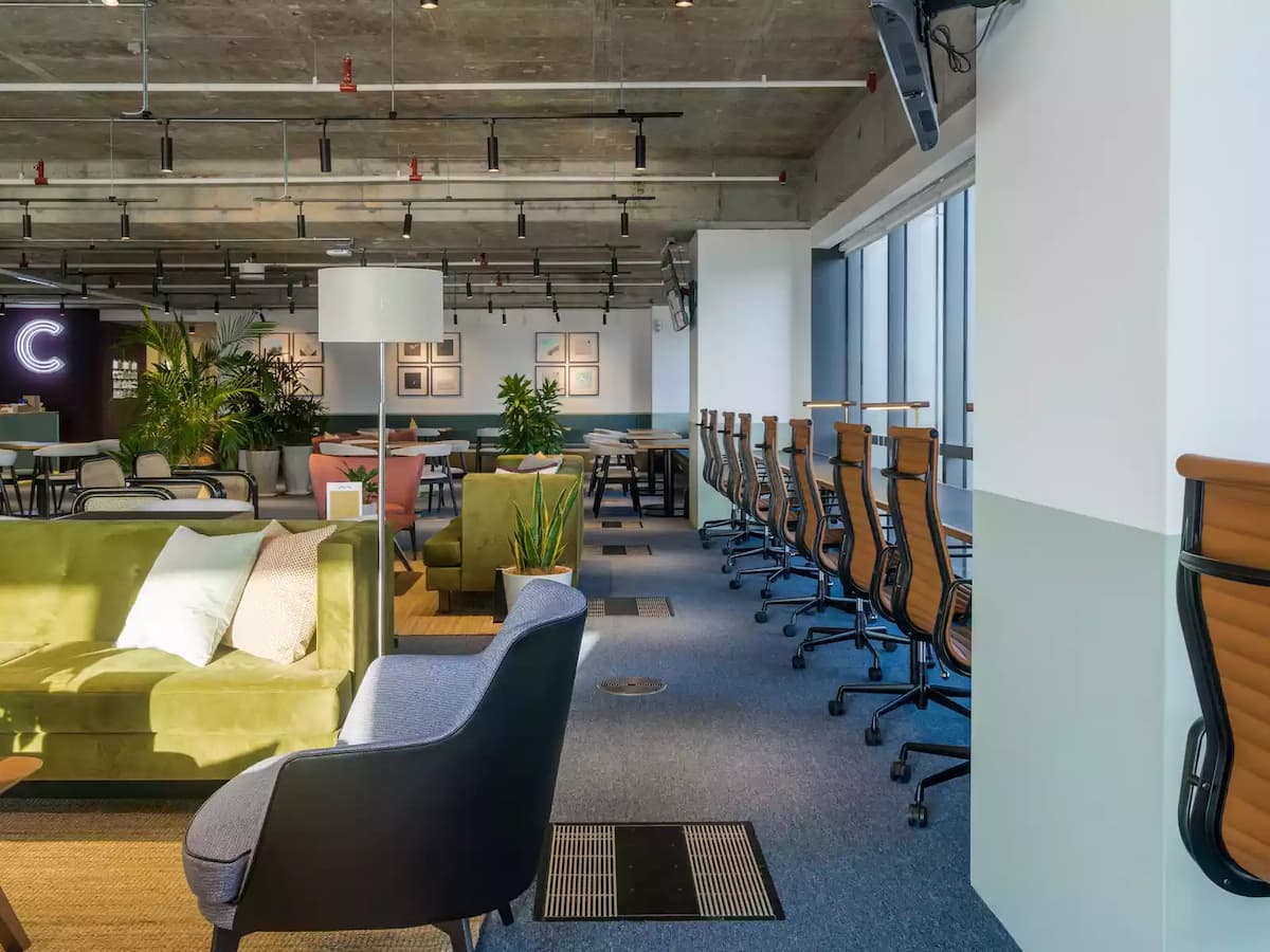 coworking space are with c logo on the lobby