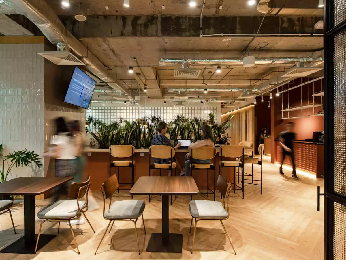 coworking space area with high ceiling