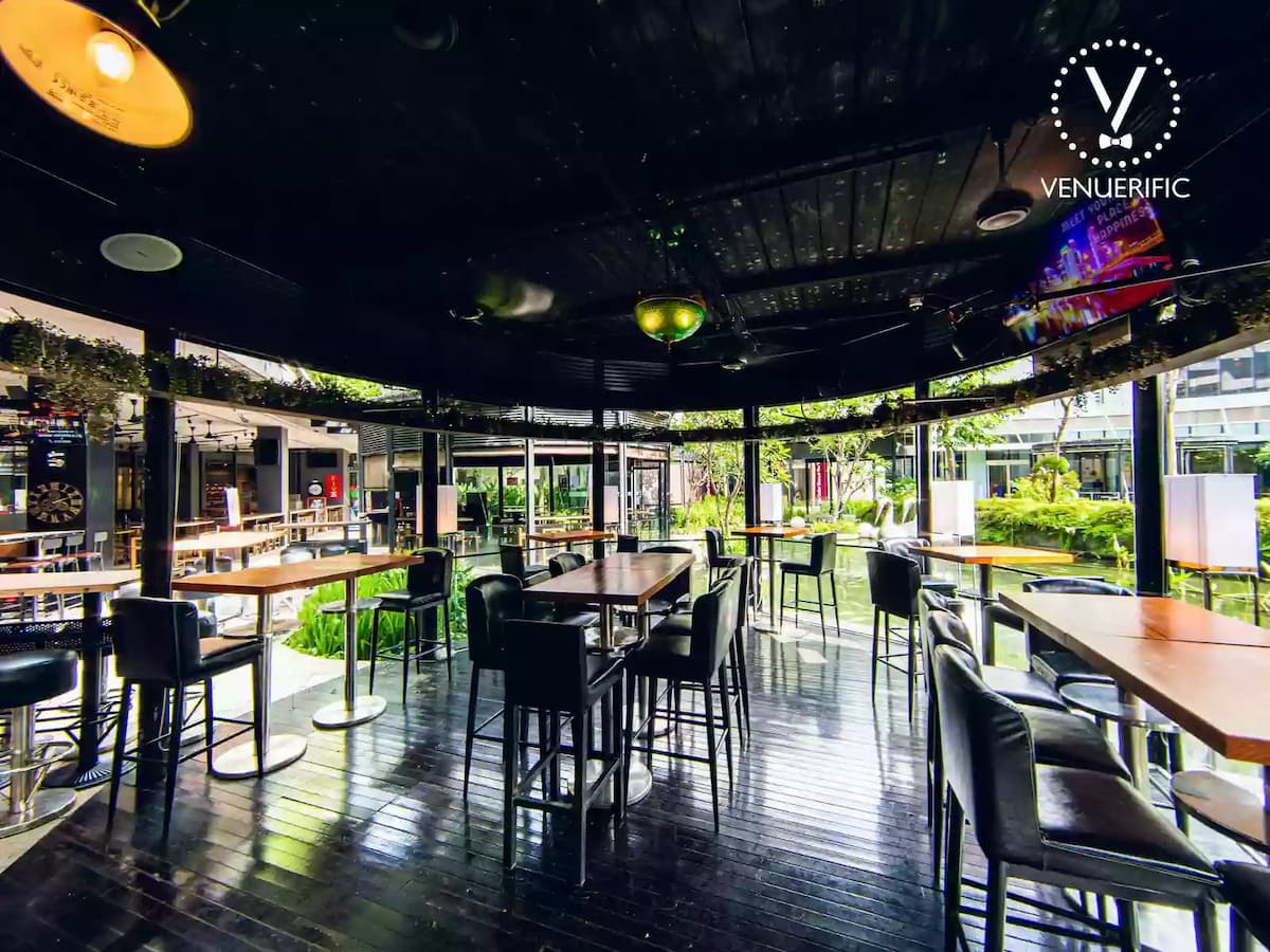 singapore cafe with indoor-outdoor area and wooden floors