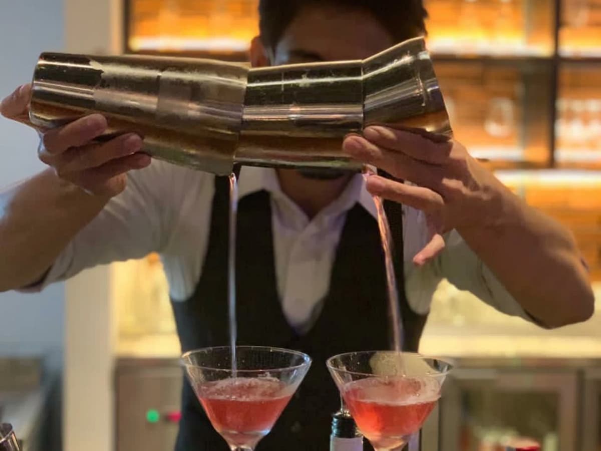 Bartender making drinks