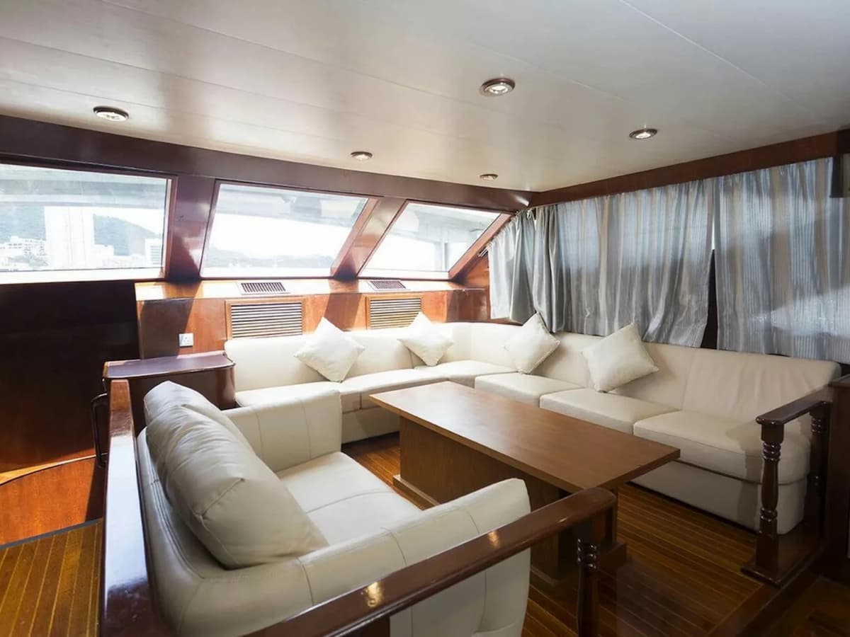 living room area inside the yacht