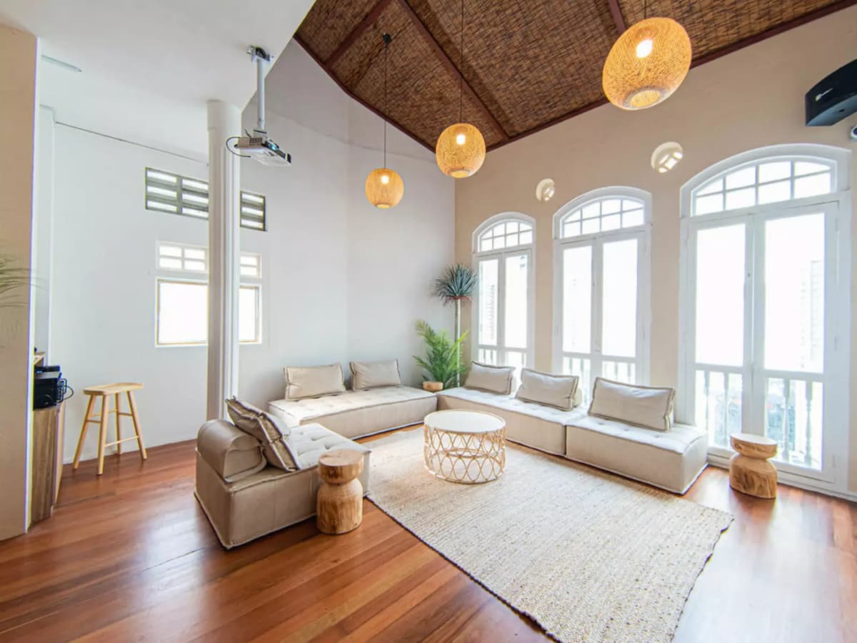 birthday party event venue for rent for private parties with trendy minimalist island furniture