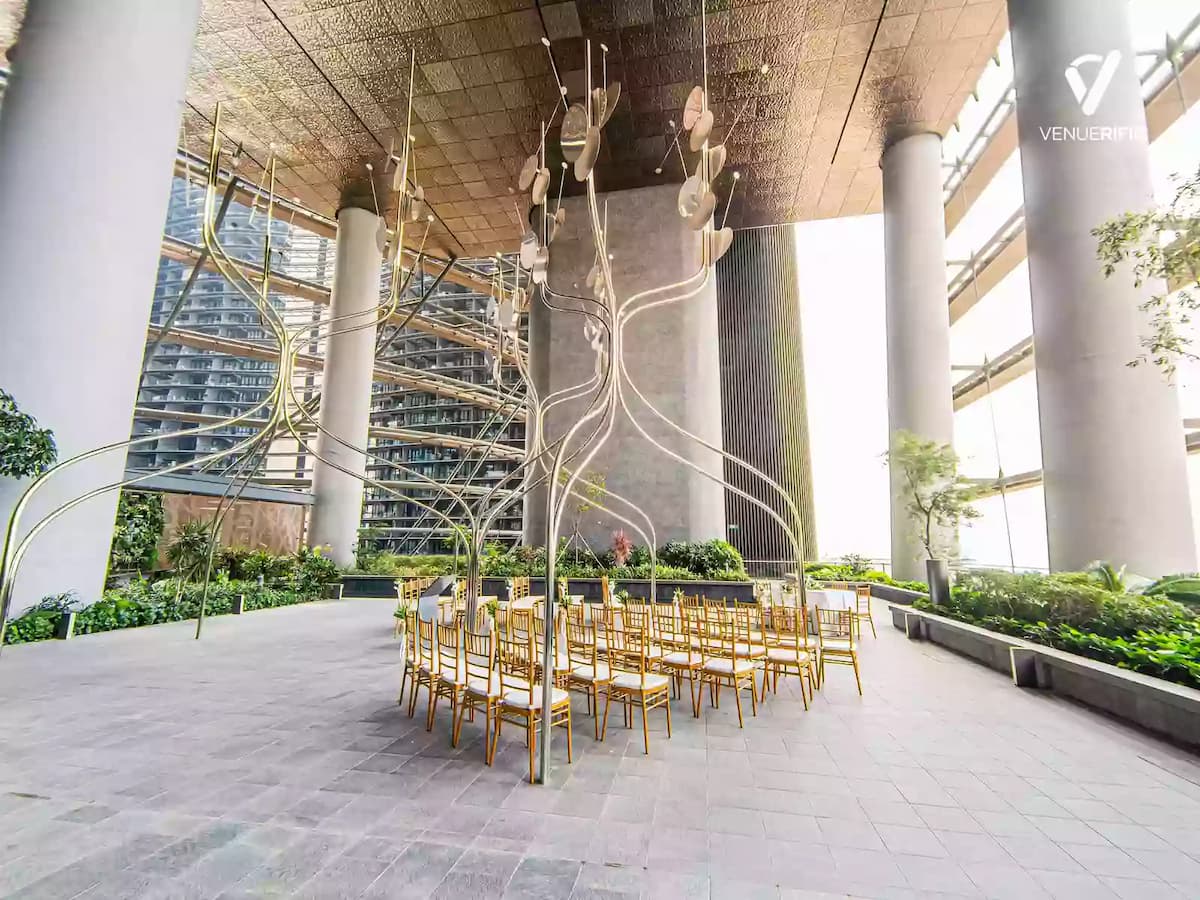 grand outdoor area with tall pillars for a wedding event space Singapore