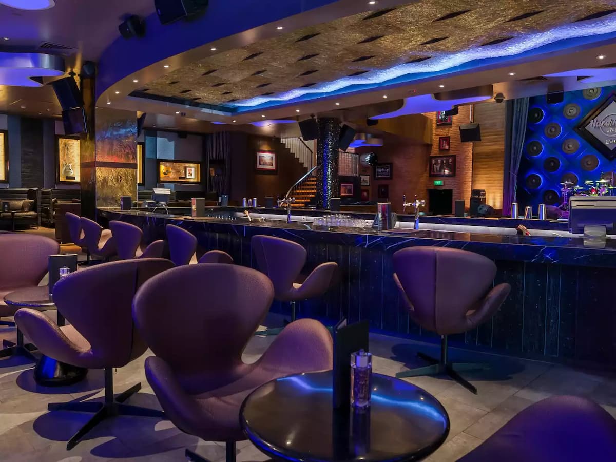 bar with modern large chairs