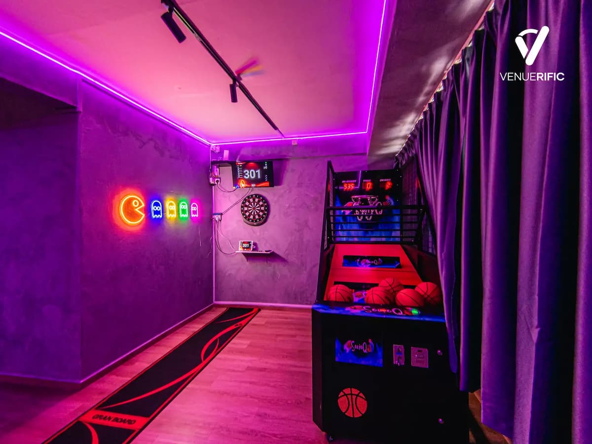 arcade area in neon gaming section