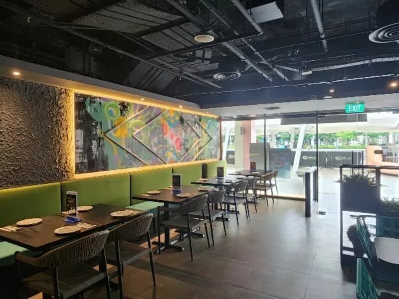 simple interior with colorful theme restaurant