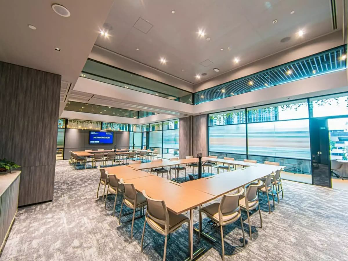 meeting room with large tables and several chairs