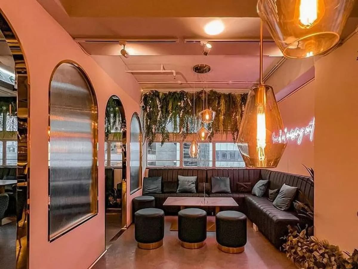 instagrammable cafe and restaurant with couches and chairs