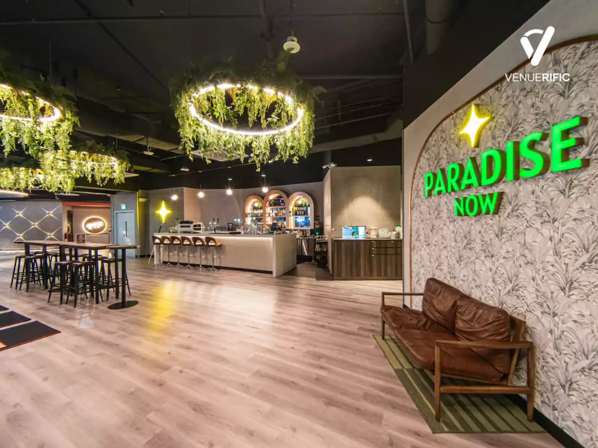 lobby of paradise now with plant ceiling lights decoration