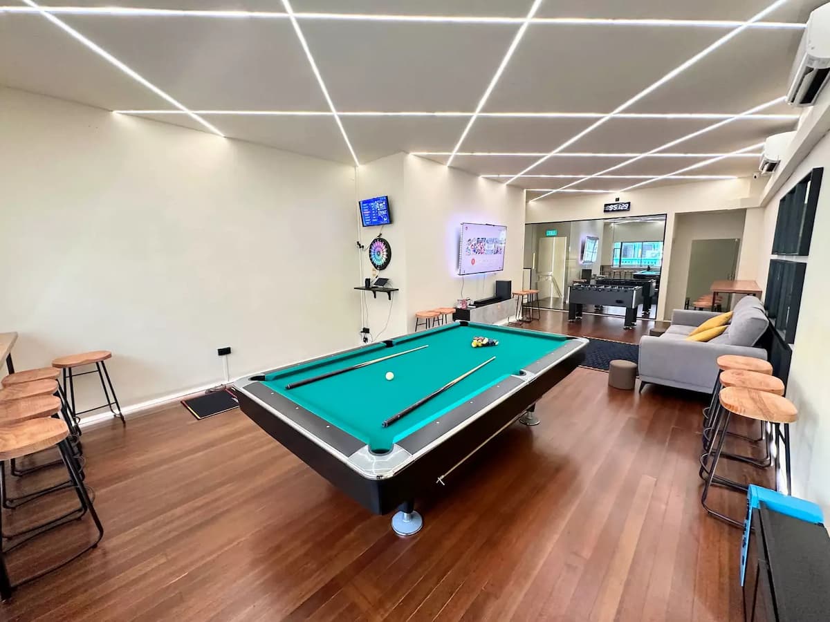 game room with poo table and darts