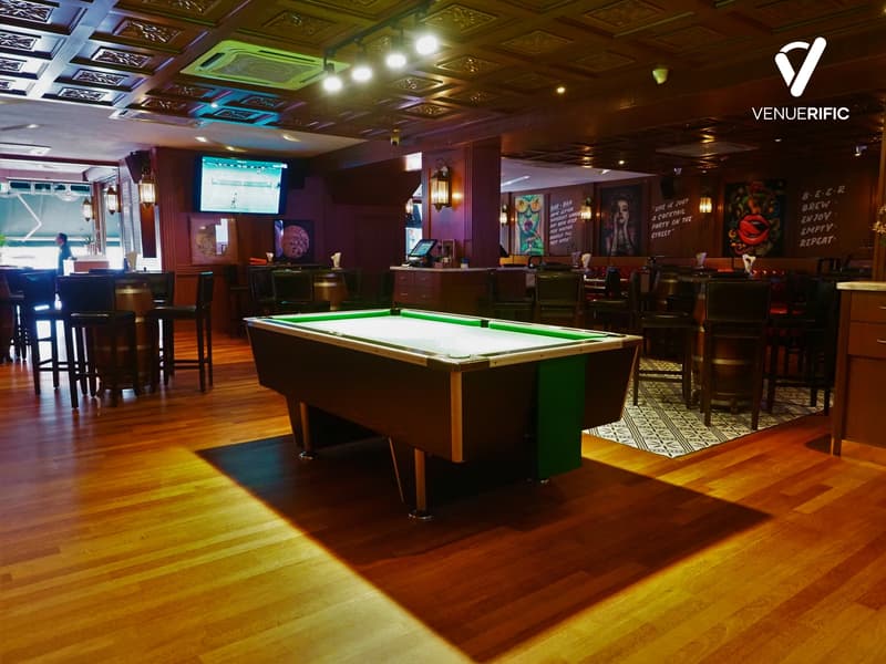 pool table in the middle of the restaurant