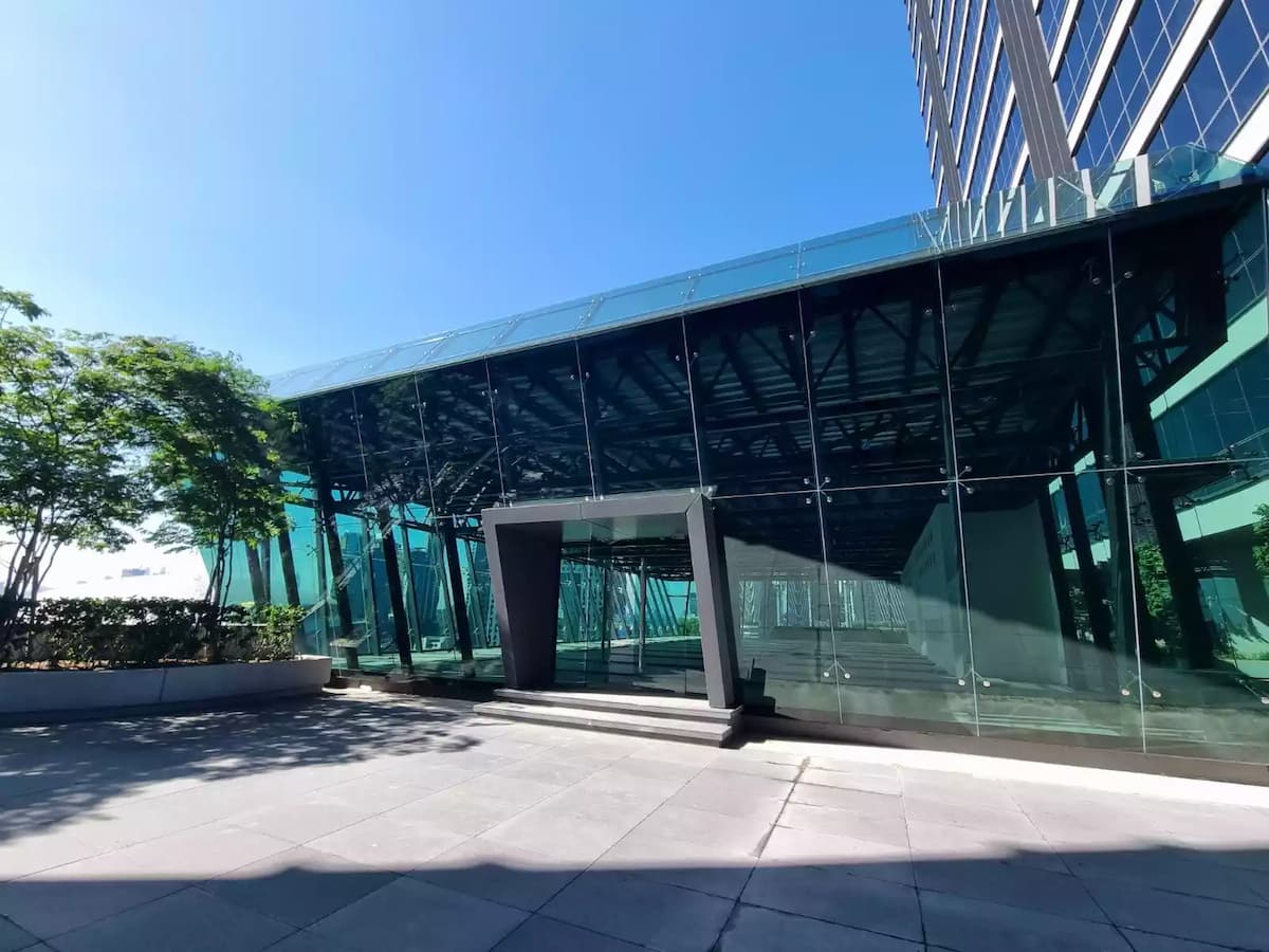 large event space with natural lighting and view of city