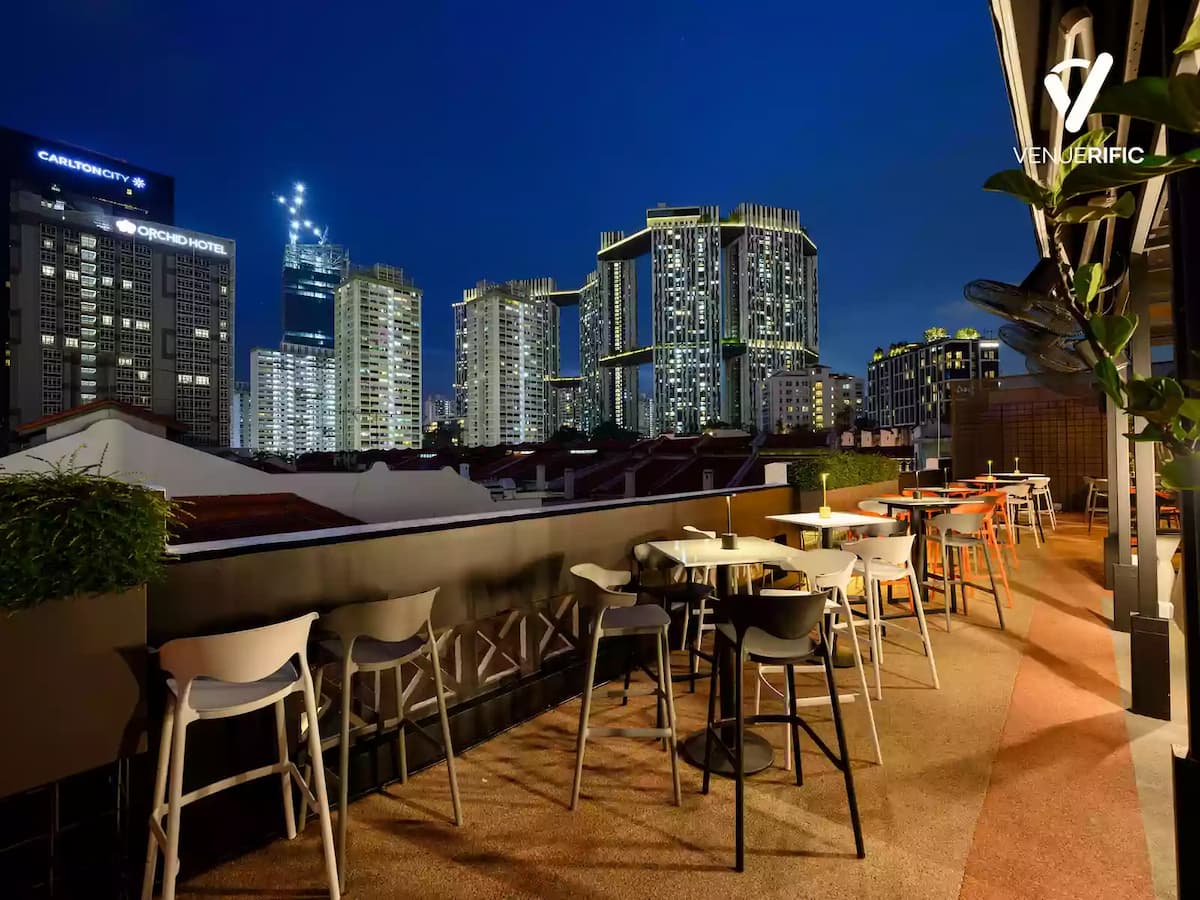 cbd rooftop area with singapore skyline view