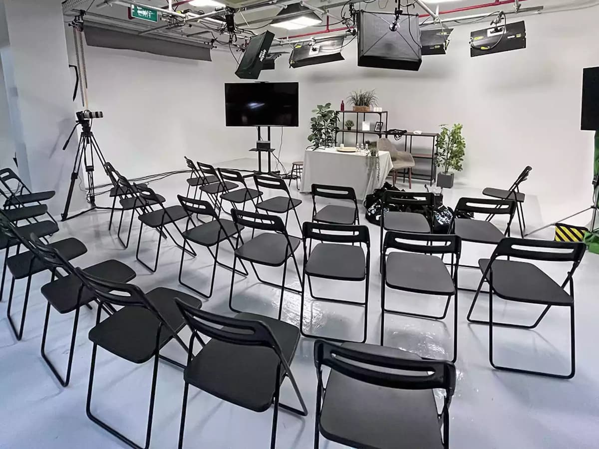 studio filming with theatre seating style