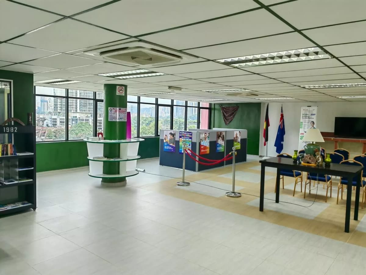 spacious event space with natural lights from window