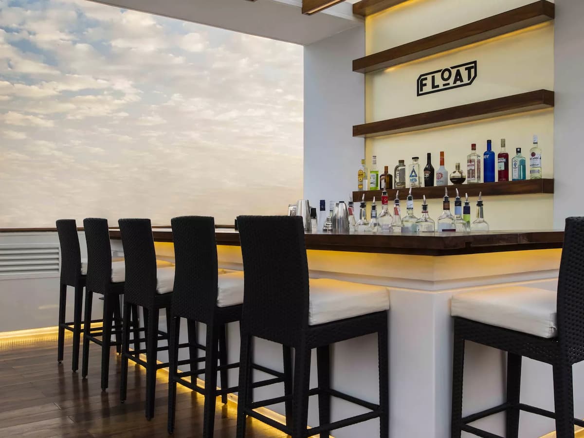 yacht's private bar with hong kong's views