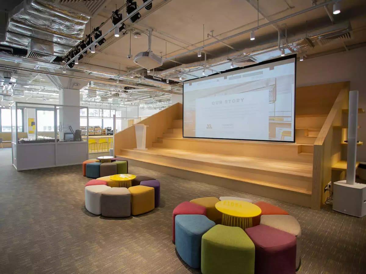 the perfect room for seminar with chair and screen